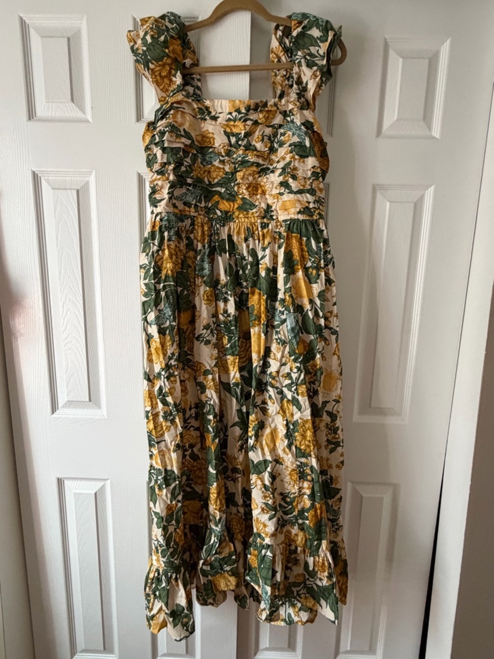 Abercrombie xl Emerson sleeveless Floral Midi Dress in Yellow & Green